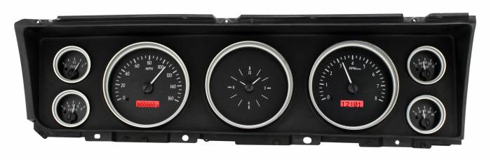 Dakota Digital - Dakota Digital VHX-67C-IMP-K-R - 1967 Chevy Impala/CapriceVHX System, Black Alloy Style Face, Red Display