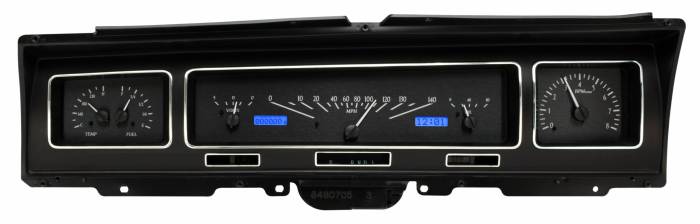 Dakota Digital - Dakota Digital VHX-68C-IMP-K-B - 1968 Chevy Impala/Caprice VHX System, Black Alloy Style Face, Blue Display