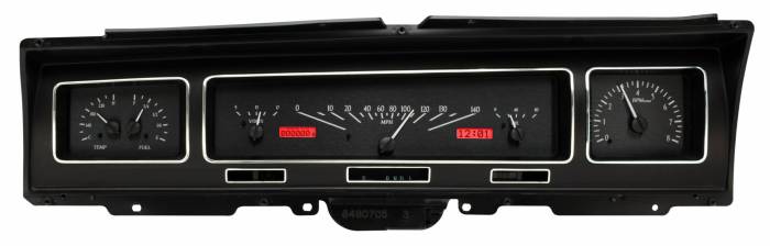 Dakota Digital - Dakota Digital VHX-68C-IMP-K-R - 1968 Chevy Impala/Caprice VHX System, Black Alloy Style Face, Red Display