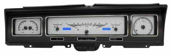 Dakota Digital - Dakota Digital VHX-68C-IMP-S-B - 1968 Chevy Impala/Caprice VHX System, Silver Alloy Style Face, Blue Display