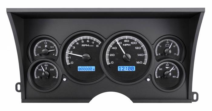 Dakota Digital - Dakota Digital VHX-88C-PU-K-B - 1988-94 Chevy Pickup VHX System, Black Alloy Style Face, Blue Display