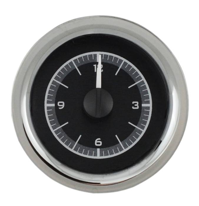 Dakota Digital - Dakota Digital VLC-55C-K-B - 1955-56 Chevy Car Analog Clock, Black Alloy Style Face, Blue Display