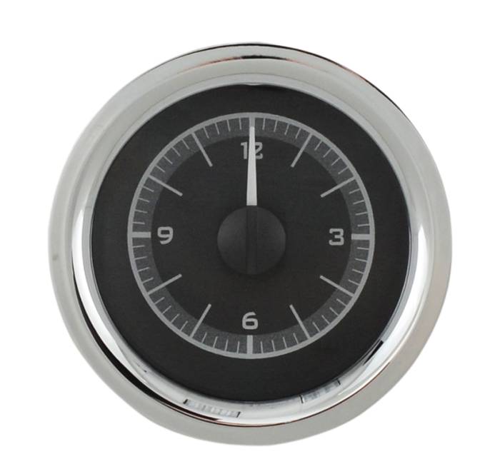 Dakota Digital - Dakota Digital VLC-55C-K-R - 1955-56 Chevy Car Analog Clock, Black Alloy Style Face, Red Display