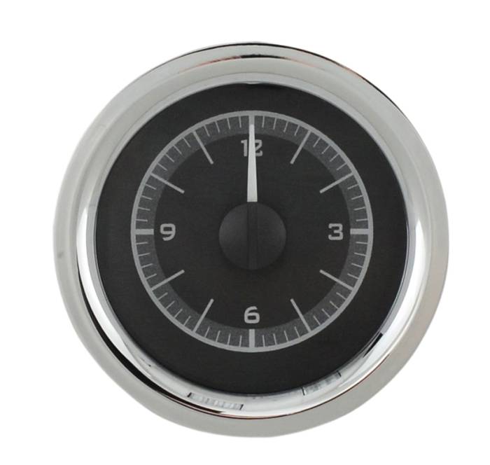 Dakota Digital - Dakota Digital VLC-55C-K-W - 1955-56 Chevy Car Analog Clock, Black Alloy Style Face, White Display