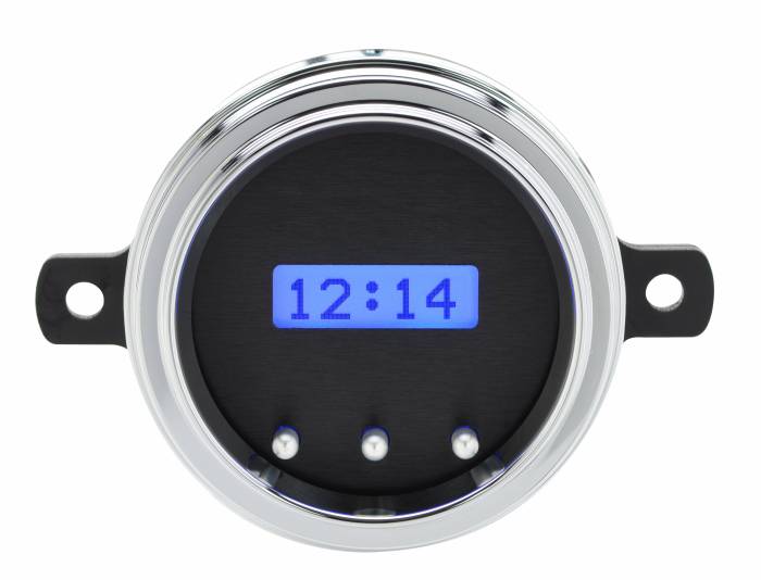 Dakota Digital - Dakota Digital VLK-49F-K-B - 1949-50 Ford Car Digital Clock, Black Alloy Style Face, Blue Display