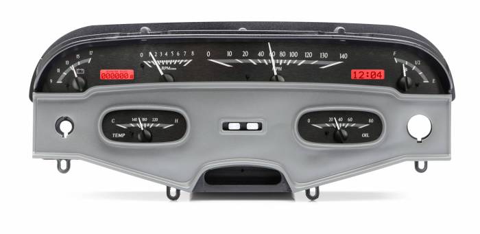 Dakota Digital - Dakota Digital VHX-58C-IMP-K-R - 1958 Chevy Impala VHX System, Black Alloy Style Face, Red Display