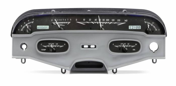 Dakota Digital - Dakota Digital VHX-58C-IMP-K-W - 1958 Chevy Impala VHX System, Black Alloy Style Face, White Display