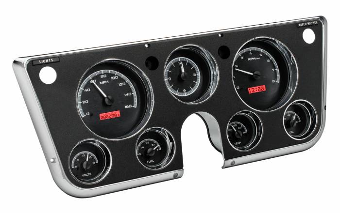 Dakota Digital - Dakota Digital VHX-67C-PA-K-R - 1967-72 Chevy Truck VHX System, Analog Clock, Black Alloy Style Face, Red Display