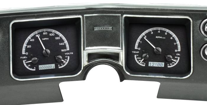 Dakota Digital - Dakota Digital VHX-68C-CVL-K-W - 1968 Chevy Chevelle VHX System, Black Alloy Style Face, White Display