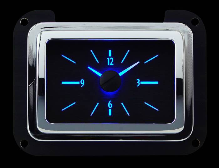 Dakota Digital - Dakota Digital VLC-40F-K-B - 1940 Ford Car Analog Clock, Black Alloy Style Face, Blue Display