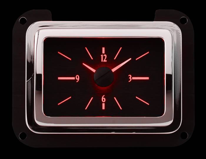 Dakota Digital - Dakota Digital VLC-40F-K-R - 1940 Ford Car Analog Clock, Black Alloy Style Face, Red Display