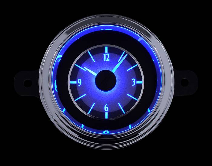 Dakota Digital - Dakota Digital VLC-49F-S-B - 1949-50 Ford Car Analog Clock, Silver Alloy Style Face, Blue Display