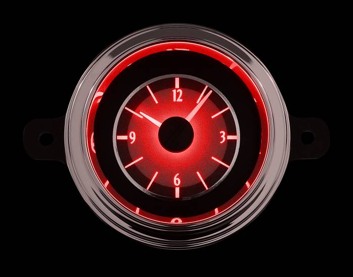 Dakota Digital - Dakota Digital VLC-49F-S-R - 1949-50 Ford Car Analog Clock, Silver Alloy Style Face, Red Display