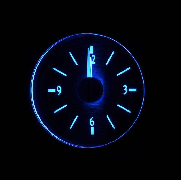 Dakota Digital - Dakota Digital VLC-51C-K-B - 1951-52 Chevy Car Analog Clock, Black Alloy Style Face, Blue Display