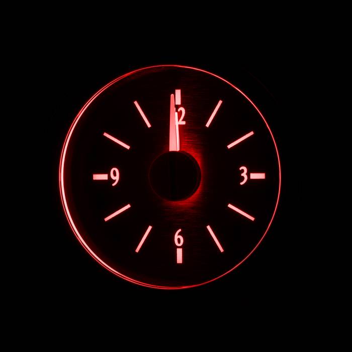 Dakota Digital - Dakota Digital VLC-51C-K-R - 1951-52 Chevy Car Analog Clock, Black Alloy Style Face, Red Display