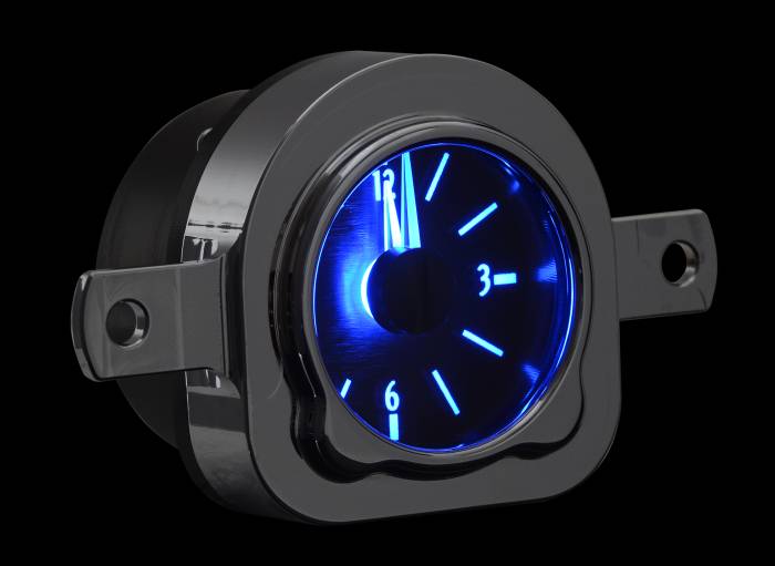 Dakota Digital - Dakota Digital VLC-51F-K-B - 1951 Ford Car Analog Clock, Black Alloy Style Face, Blue Display