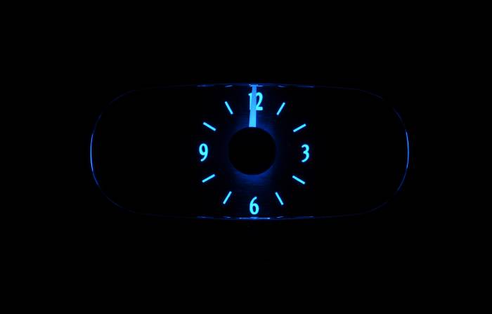 Dakota Digital - Dakota Digital VLC-58C-IMP-K-B - 1958 Chevy Impala Analog Clock, Black Alloy Style Face, Blue Display