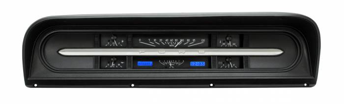 Dakota Digital - Dakota Digital VHX-67F-PU-K-B - 1967-72 Ford Pickup VHX System, Black Alloy Style Face, Blue Display