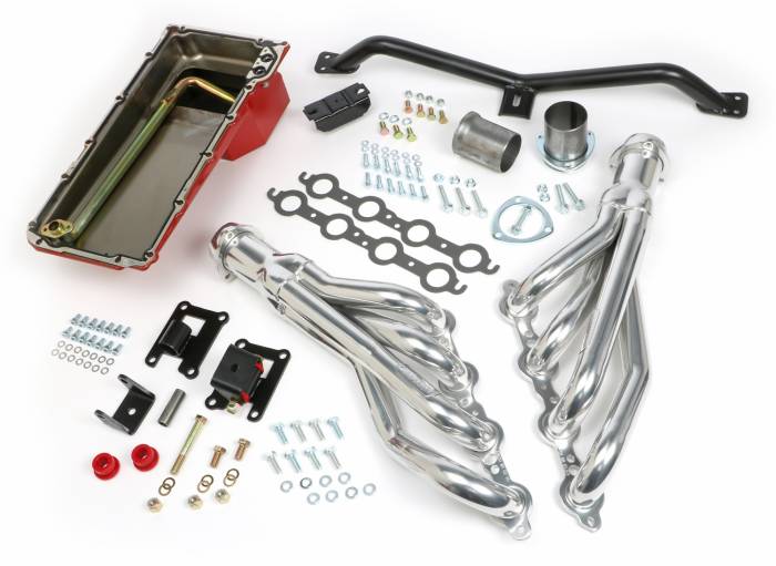 Trans-Dapt Performance  - LS Engine Swap in a Box Kit for LS Engine into 67-72 2WD GMC Truck with Auto Transmission and HTC Silver Ceramic Headers Trans-Dapt 42042