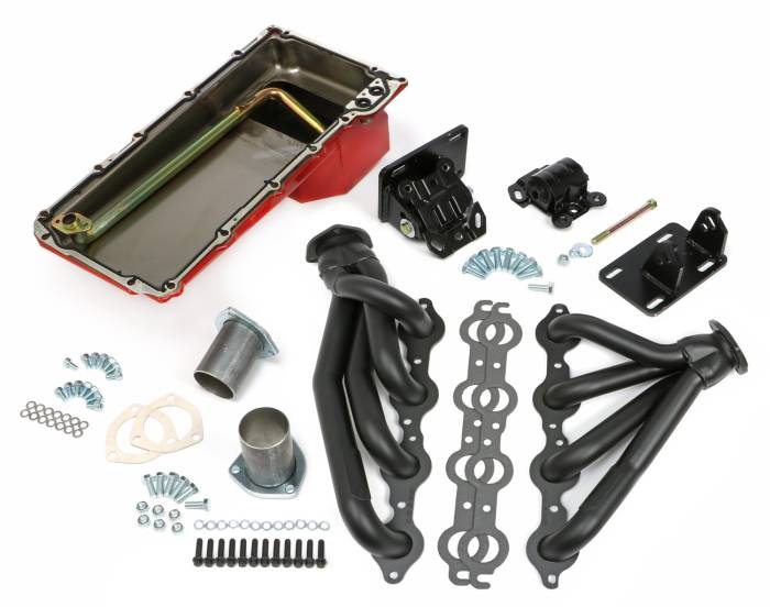 Trans-Dapt Performance  - Engine Swap in a Box LS into 82-04 S10 2WD only Mid Length Black Maxx Headers Trans Dapt 42933