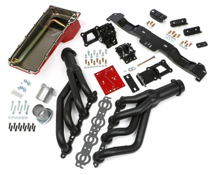 Trans-Dapt Performance  - LS Engine Swap in a Box Kit for LS Engine into 70-74 F-Body Auto Transmission with Black Maxx Ceramic Headers Trans Dapt 42023