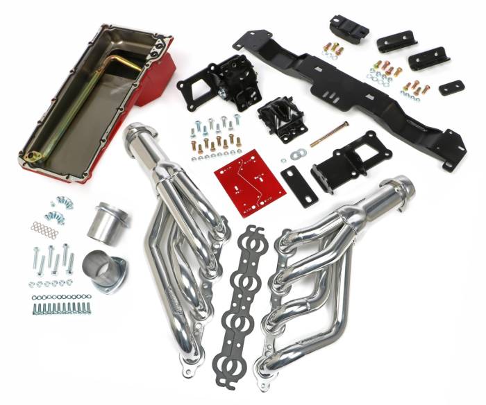 Trans-Dapt Performance  - LS Engine Swap in a Box Kit for LS Engine into 70-74 F-Body Auto Transmission with HTC Silver Ceramic Headers Trans Dapt 42022