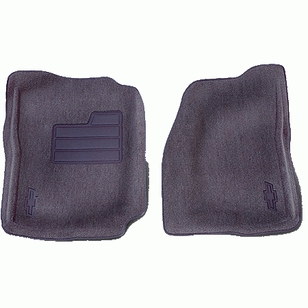 GM (General Motors) - 12498798 - GM Accessories Molded Carpeted Floor Mats- 2000-2007 Chevy Silverado- Front- Dark Pewter- Extended & Crew Cab- Column Shift