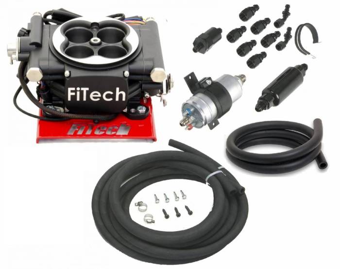 FiTech Fuel Injection - Fitech 31002 600HP Carb Swap EFI Master Package with In-Line Fuel Pump, Black Matte Finish