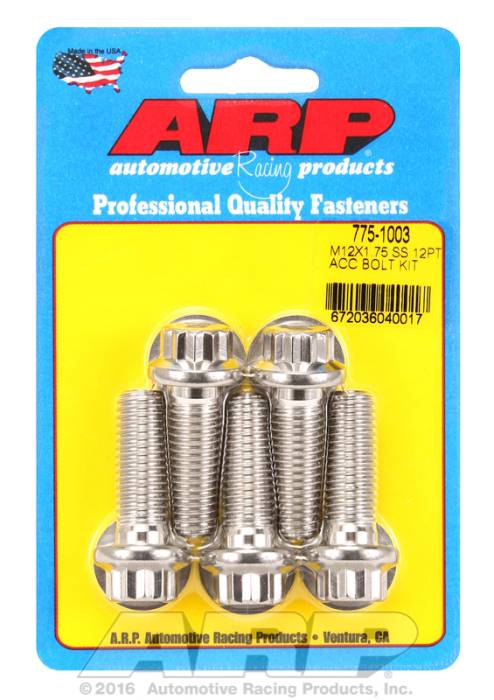 ARP - ARP7751003 - ARP Stainless Steel Metric Thread Bolt Kit, M12 X 1.75