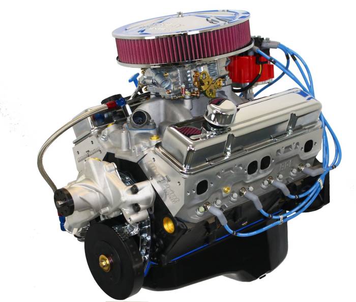 Blue Print Engines - Small Block Crate Engine by BluePrint Engines 383 CI 430 HP GM Style Dressed Longblock with Carburetor Aluminum Heads Roller Cam Drop in ready BP38313CTC1D