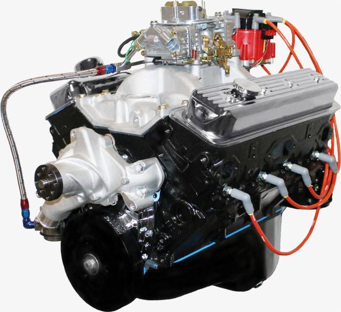 BluePrint Engines - BP3830CTC1 Small Block Crate Engine by BluePrint Engines 383 CI 405 HP GM Style Dressed Longblock with Carburetor Iron Heads Roller Cam