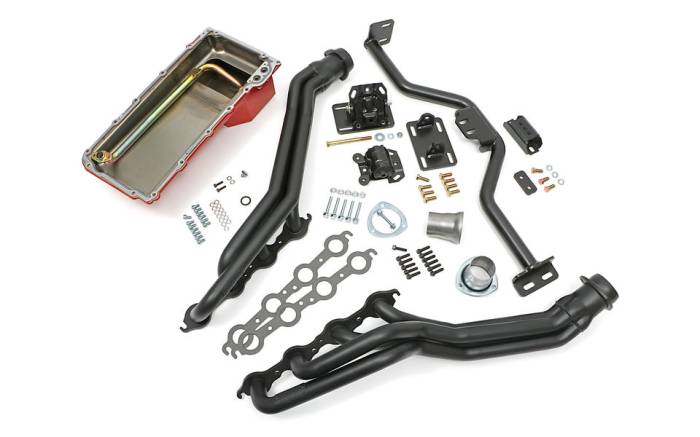 Trans-Dapt Performance  - LS Engine Swap In A Box Kit for LS Engine in 82-04 S10 with Long Tube Headers Black Maxx Trans-Dapt 42165