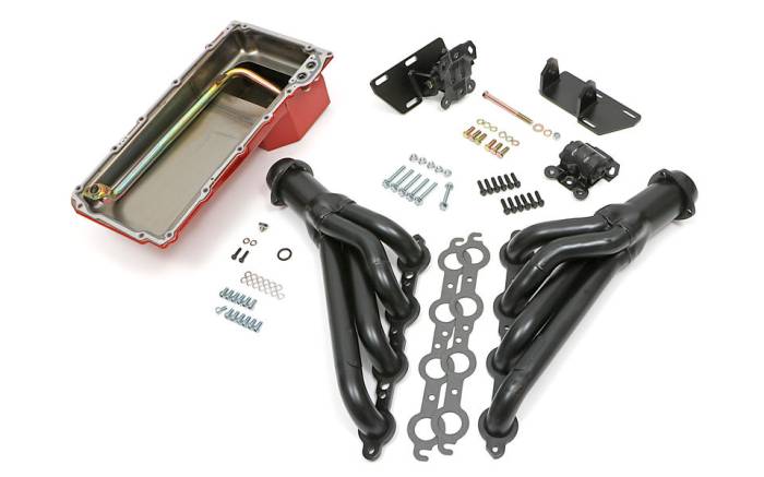 Trans-Dapt Performance  - LS Engine Swap In A Box Kit for LS in 68-72 GM A-Body 4L60E Mid-Length Uncoated Trans Dapt 46001