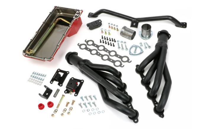 Trans-Dapt Performance  - LS Engine Swap in a Box Kit for LS Engine into 67-72 2WD GMC Truck with Auto Transmission and Black Maxx Ceramic Headers Trans-Dapt 42043
