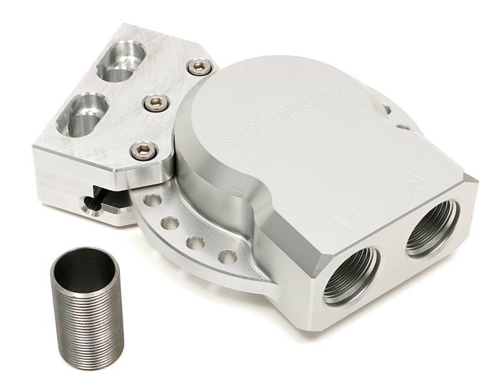 Trans-Dapt Performance Products - TD3307 - Hamburger's Performance Products Remote Oil Filter Base; -12AN Multi-Position Ports; Uses MOBIL M1-403 Filter (or equivalent)- CNC Machined Billet Aluminum
