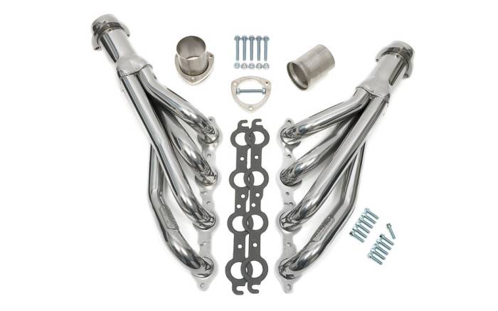 Hedman Hedders - HD62746 - 67-87 Chevy Truck Ls Swap Headers, Mid-Length, Stainless Steel, 1-3/4" Tube, 3" Collector, Htc Coated