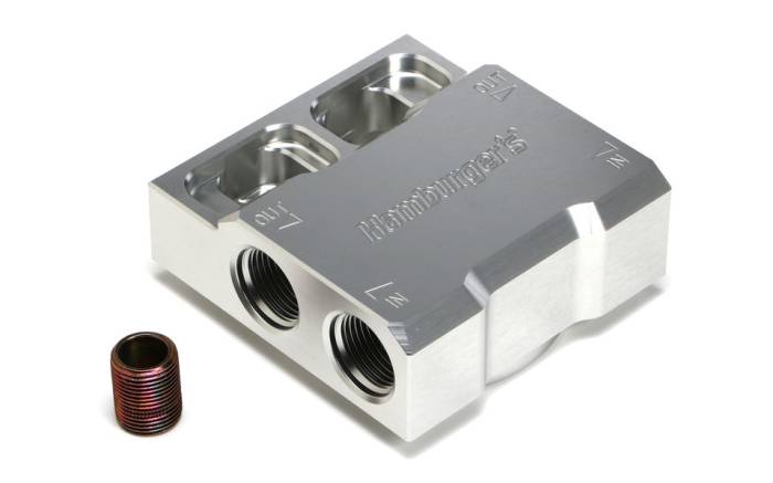 Trans-Dapt Performance Products - TD3305 - Hamburger's Performance Products Remote Oil Filter Base 5.9L Cummins Diesel; Single Filter; -12AN Horizontal Ports; Uses Mobil M1-403 Filter (or equivalent)- CNC Machined Billet Aluminum