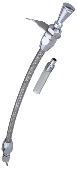 Trans-Dapt Performance  - TD8139 - Aluminum Transmission Dipsticks with 16.5" Braided Tube; for Push-in style GM TH-400 transmissions.