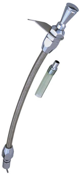Trans-Dapt Performance  - TD8140 - Aluminum Transmission Dipsticks with 14" Braided Tube; for Push-in style GM TH-700R transmissions.