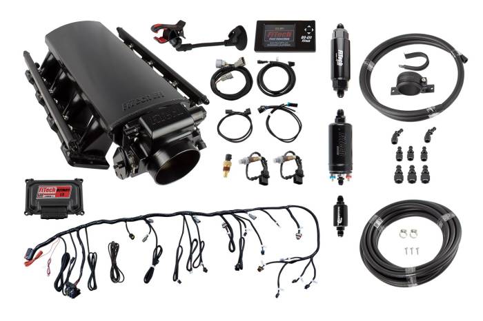 FiTech Fuel Injection - Fitech 71006 Ultimate LS 500 HP EFI System With Long Runner Cathedral Intake & Inline Fuel Pump Master Kit