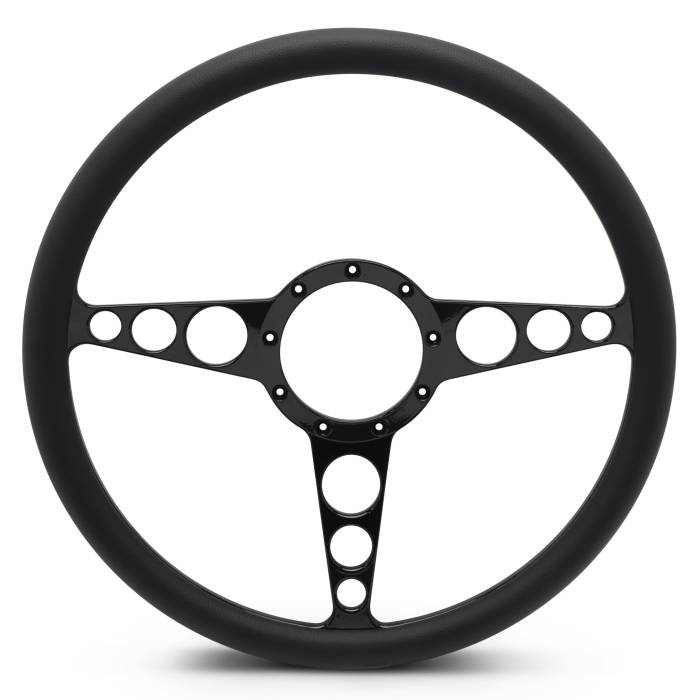 Eddie Motorsports - EMSMS140-30BA - Steering Wheel Racer 15"Blkano/Blk Grip