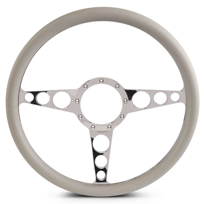 Eddie Motorsports - EMSMS140-30GCH - Steering Wheel Racer 15"Chrome/Grey Grip