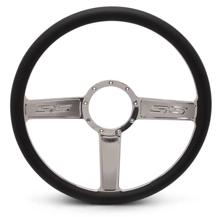 Eddie Motorsports - EMSMS140-32CL - Steering Wheel Ss 15"Clear Coat/Blk Grip
