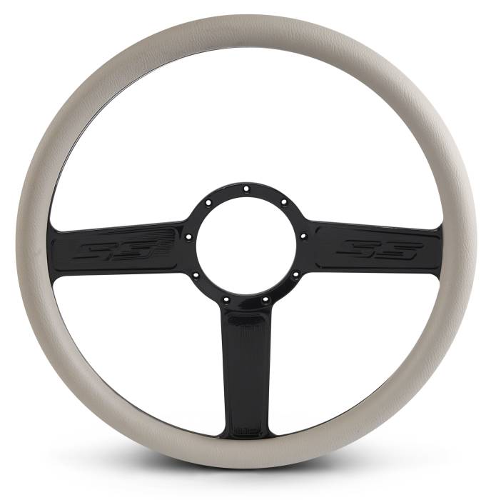 Eddie Motorsports - EMSMS140-32GBK - Steering Wheel Ss 15"Blk/Grey Grip