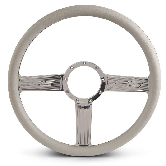 Eddie Motorsports - EMSMS140-32GCH - Steering Wheel Ss 15"Chrome/Grey Grip