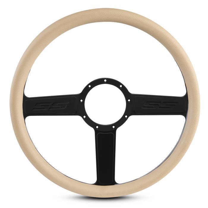 Eddie Motorsports - EMSMS140-32TMB - Steering Wheel Ss 15"Matblk/Tan Grip