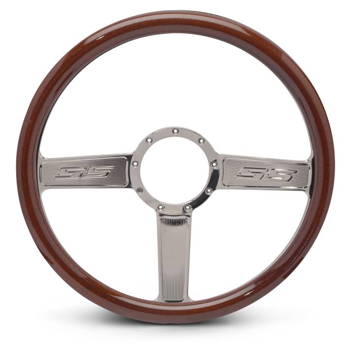 Eddie Motorsports - EMSMS140-32WCH - Steering Wheel Ss 15"Chrome/Wood Grip