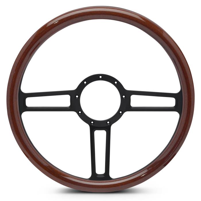 Eddie Motorsports - EMSMS140-34WMB - Steering Wheel Launch 15"Mtblk/Wood Grip