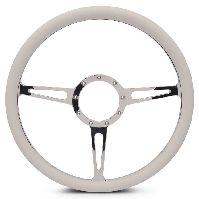 Eddie Motorsports - EMSMS140-35ECH - Steering Wheel Classic 15"Chrom/Wht Grip