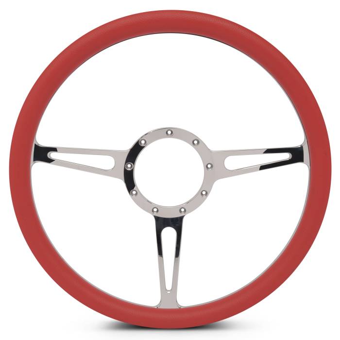 Eddie Motorsports - EMSMS140-35RCL - Steering Wheel Classic 15"Clear/Red Grip